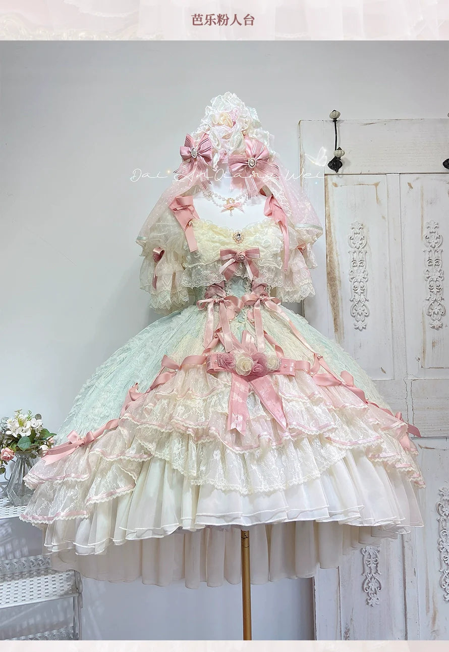 MieYe - Diana Rose - Bridal Lolita Dress Short Wedding OP with Accessories