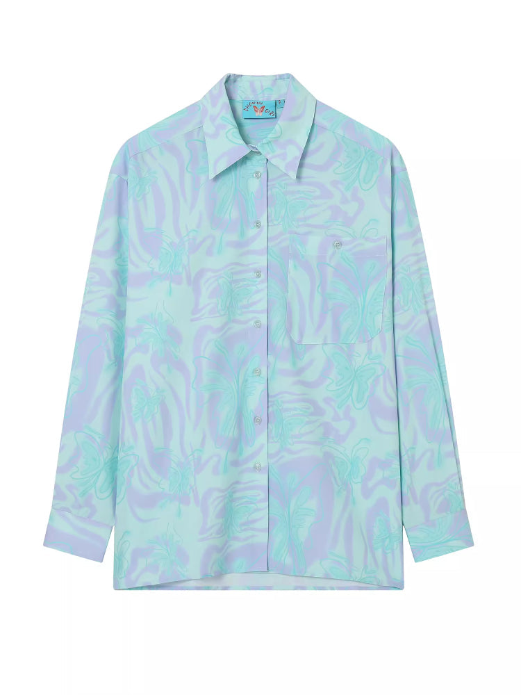 Butterfly print loose long sleeve shirt【s0000006553】