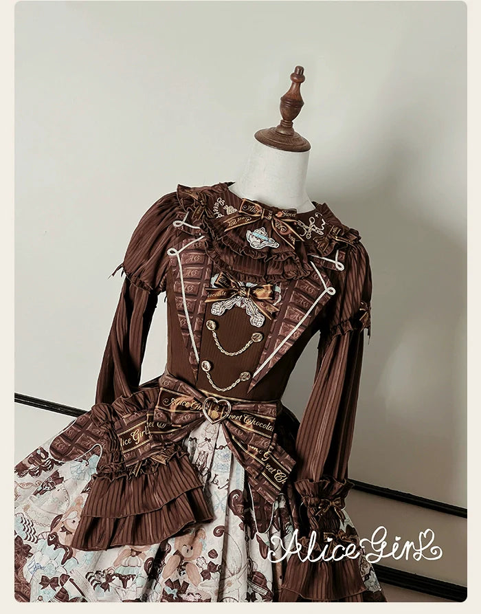 Alice Girl - Bear Chocolate Bar - Kawaii Lolita JSK & Salopette Dress