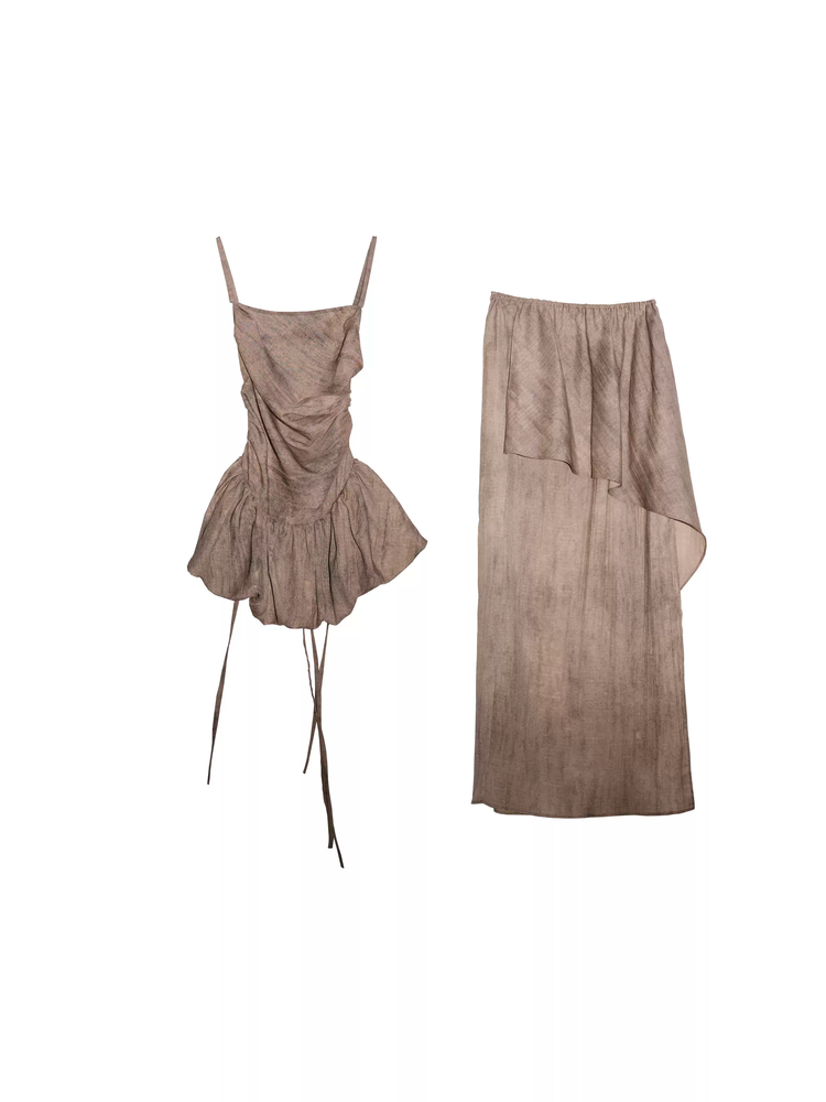 Tops&Long-Skirt Chic Camisole Gradation Wrap Set-Up