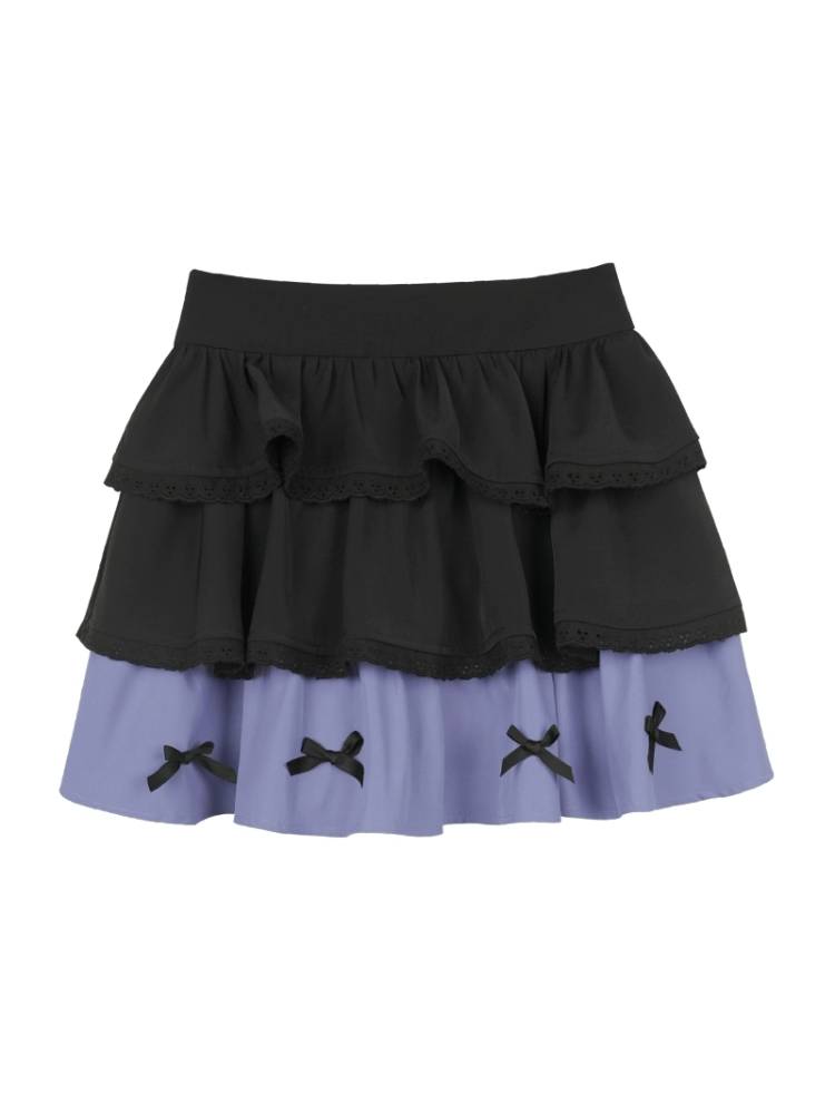 Ribbon black cake skirt【s0000008907】
