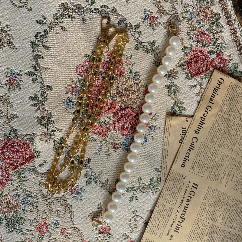 MAID - Kawaii Lolita Heart Bag Plush Pearl Chain Handbag