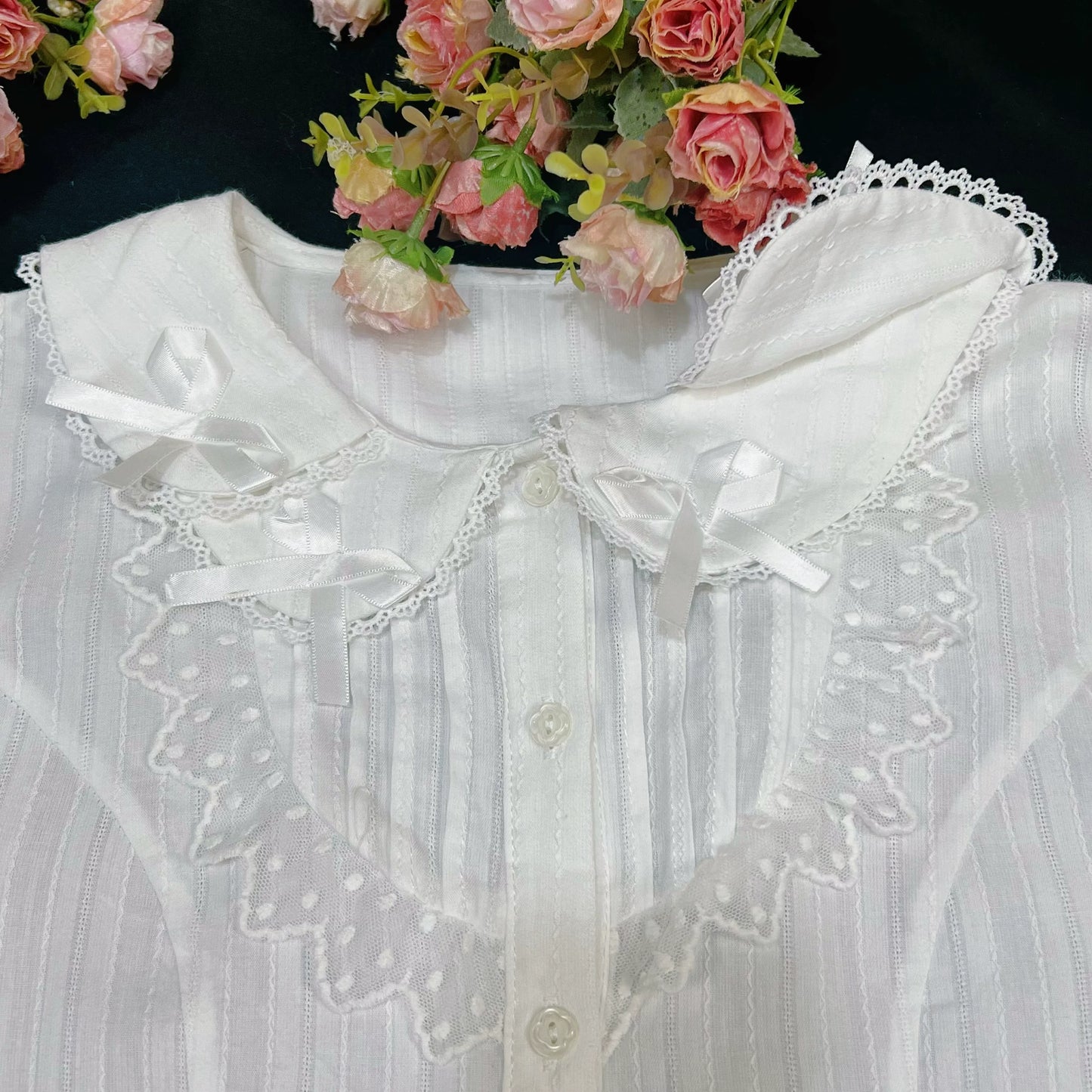 DMFS Lolita - Shank Lollipop - Cotton Lolita Blouse Doll Collar Bow Sweet Inner Top