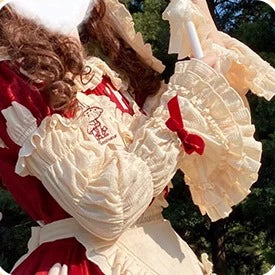 Sakurahime - Mushroom - Kawaii Lolita OP Dress with Apron and Detachable Sleeves