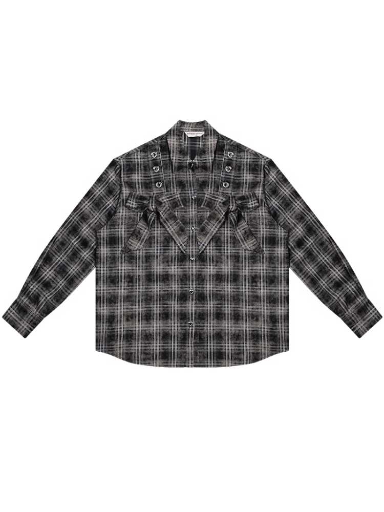 Loose plaid shirt【s0000010165】