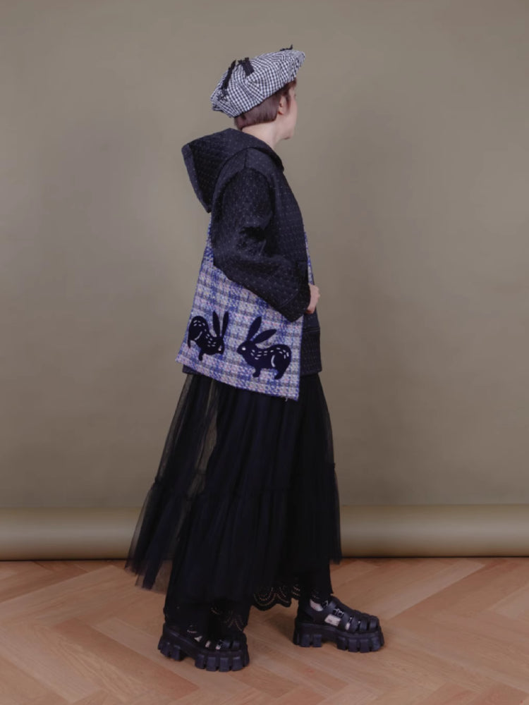 Patterned woven hooded sweatshirt【s0000006884】