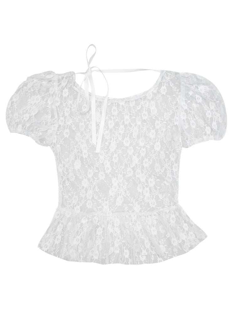 See-through puff sleeve top【s0000002176】