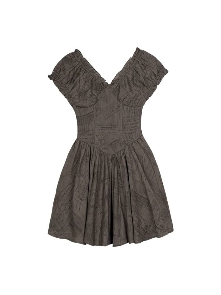 Cool V-neck pleated dress【s0000008925】