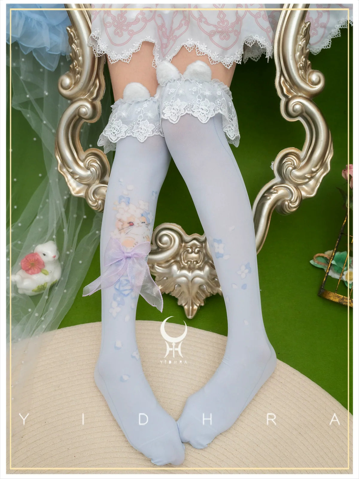 Yidhra - Animal Garden - Kawaii Lolita Calf Socks Cat Rabbit Print Stockings