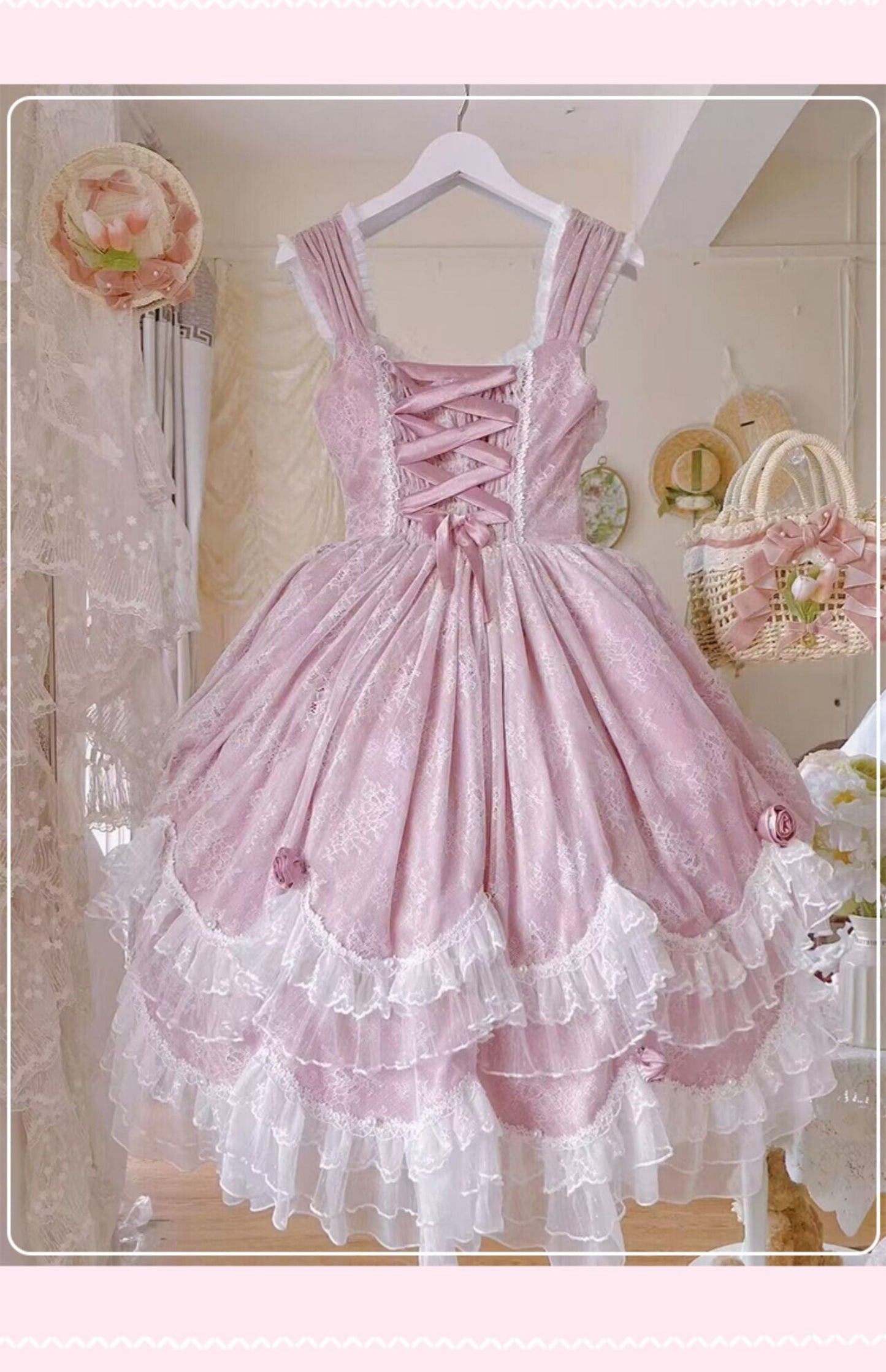 Sakurada Fawn - Manta - Plus Size Sweet Lolita JSK Dress with Rose Decoration