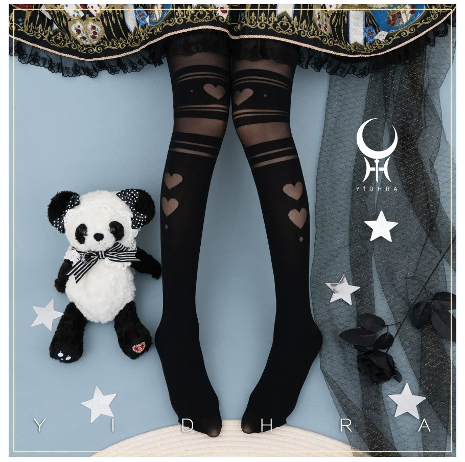Yidhra - Enchanting Magic - Sweet Lolita Pantyhose Heart Hollow Out Thin Tights