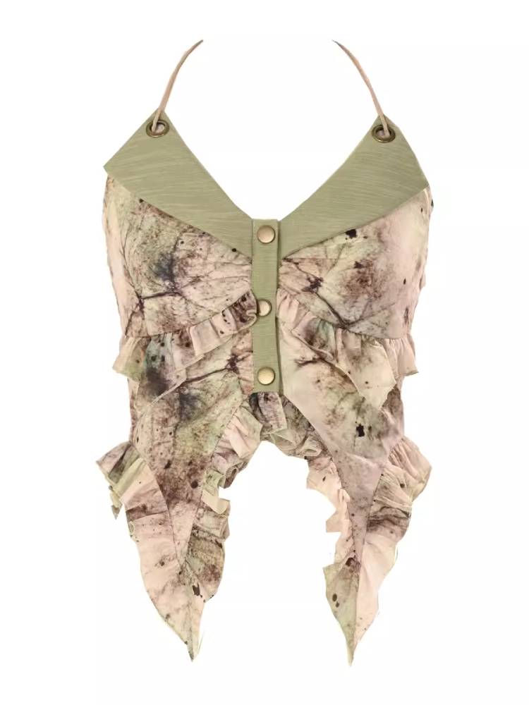 Ruffle romantic halter top【s0000008415】