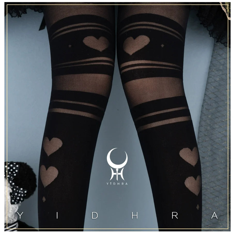 Yidhra - Enchanting Magic - Sweet Lolita Pantyhose Heart Hollow Out Thin Tights