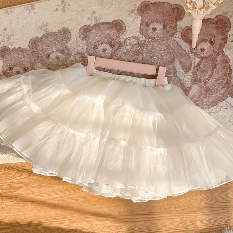 Hanguliang - Cross Heart Knot - Sweet Lolita JSK Suit Tiered Ruffles Dress with Lace Blouse