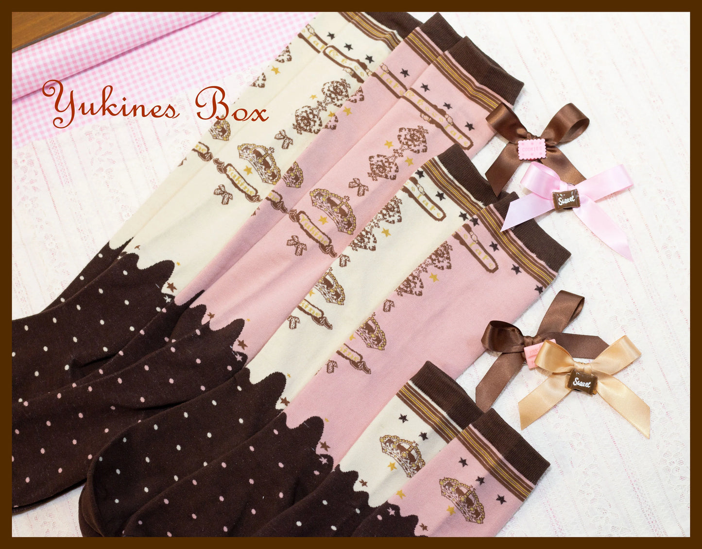 Yukines Box - Retro Lolita Chocolate Color Cotton Socks