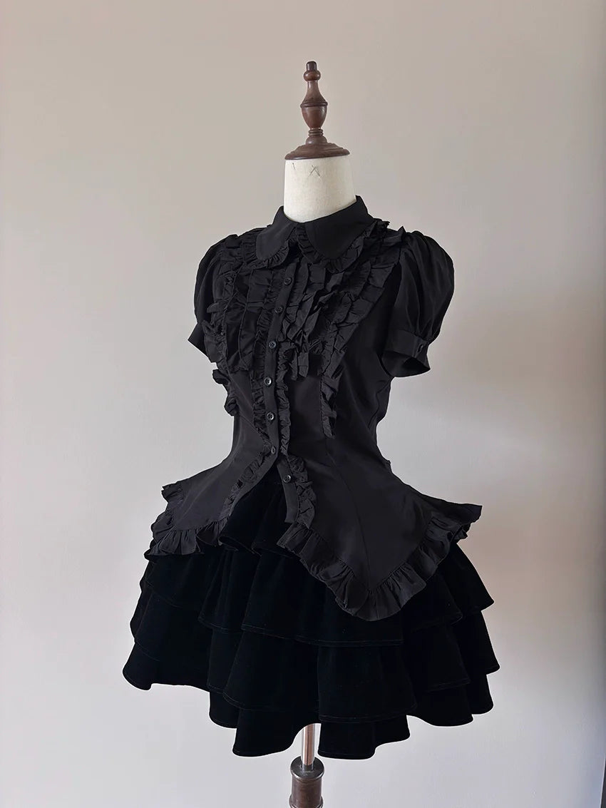 FlowerFairyDaily - Tiana's Wardrobe - Doll-like Lolita Shirt With Ruffles/Adjustable Back Strap