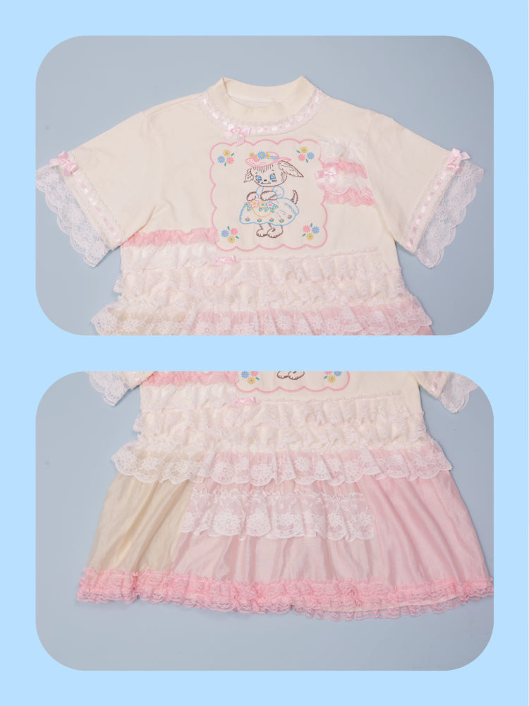 Puppy lace t-shirt【s0000007740】