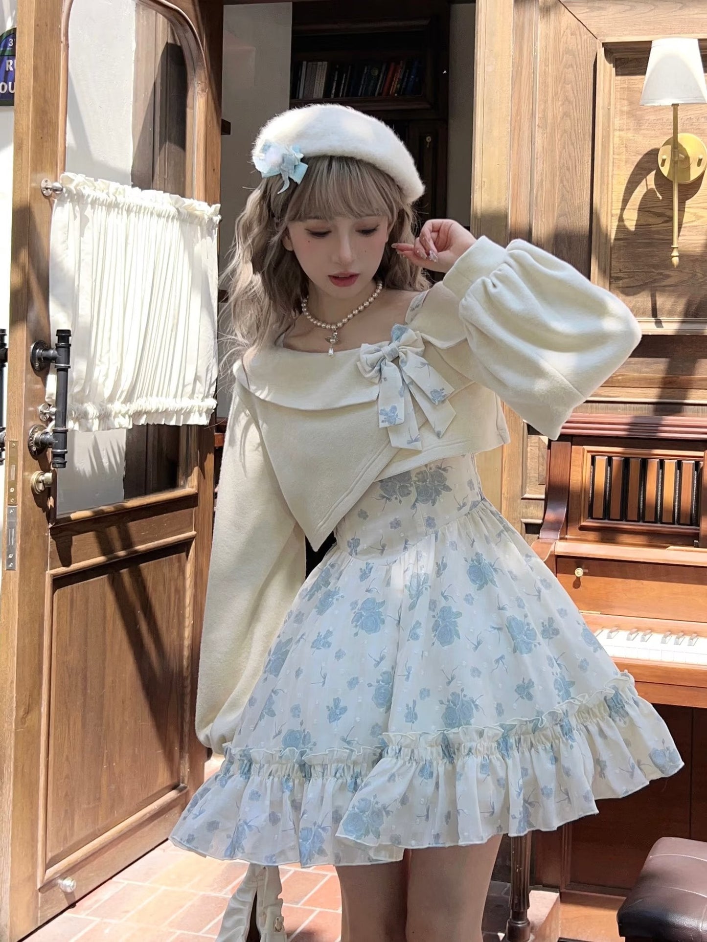 KuMa Lolita - Twilight Rose - Sweet Lolita Dress Sweater and JSK