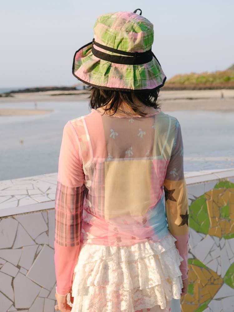 Printed mesh long sleeve T-shirt【s0000008347】