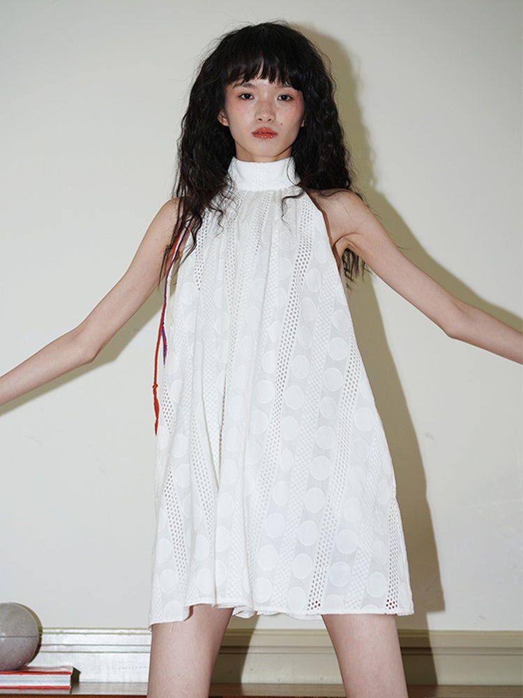 Halter Neck Sleeveless Babydoll Dress  almony