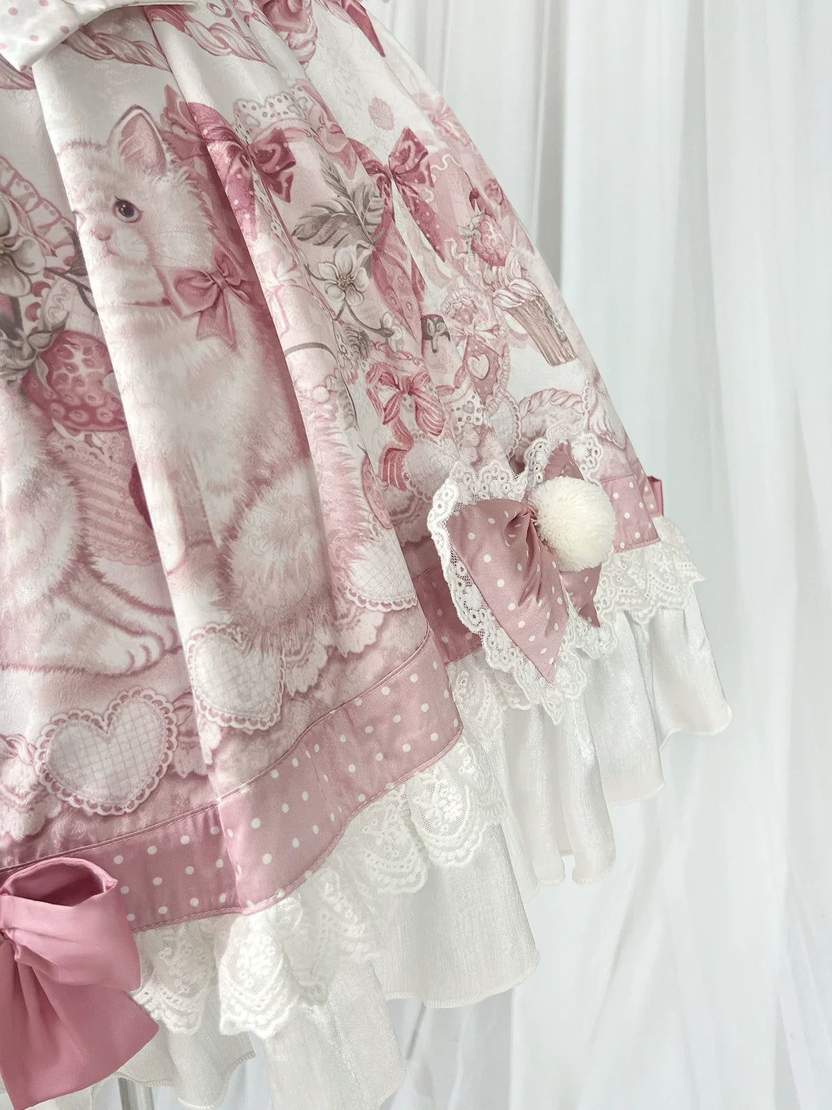 Matutu - Dessert Catlets - Sweet Lolita JSK, Strawberry And Cat Prints