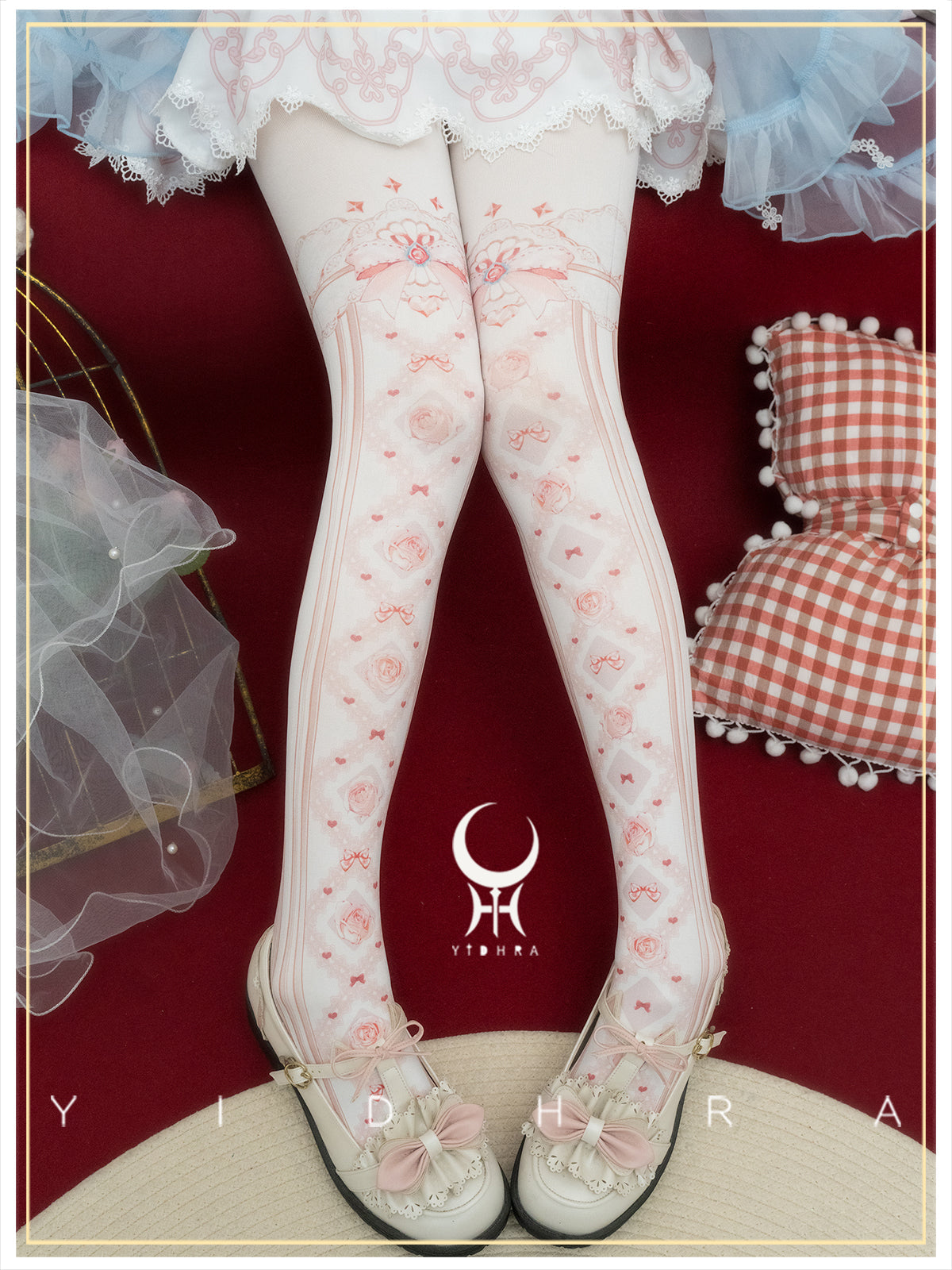 Yidhra - Sweet Entanglement - Gothic Lolita Pantyhose with Floral Prints