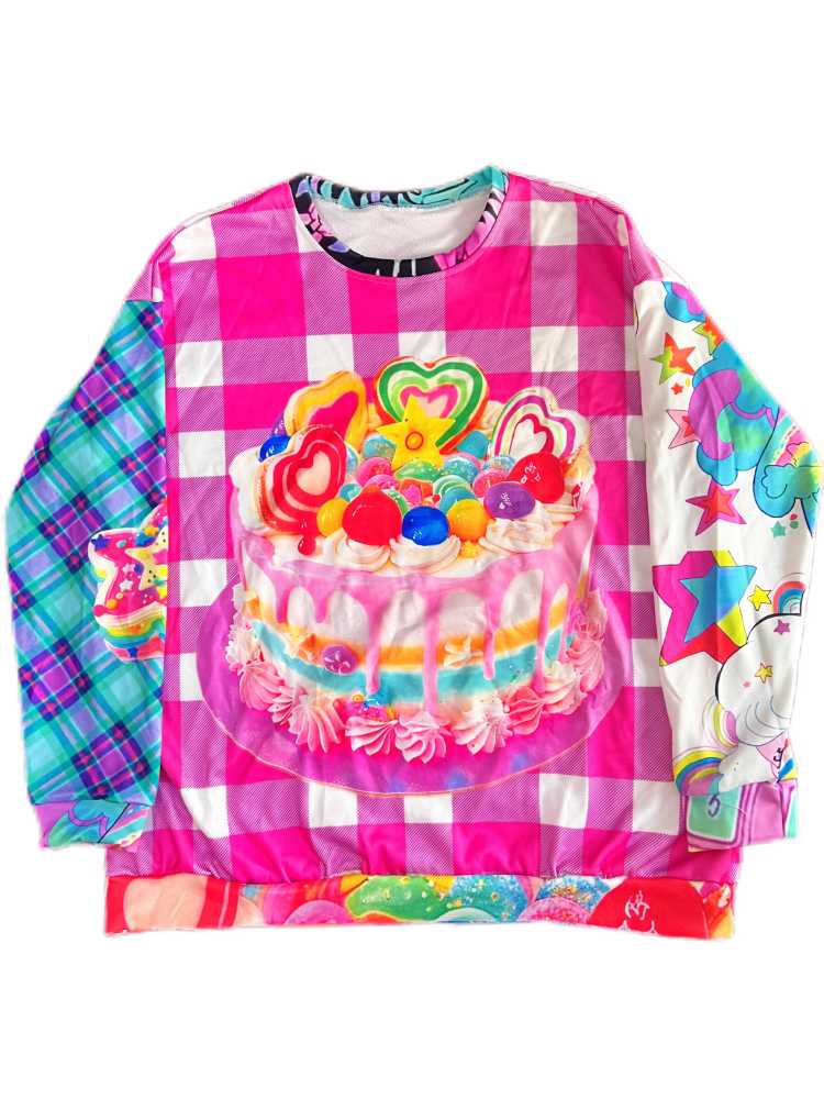 Printed checked sweatshirt【s0000010286】