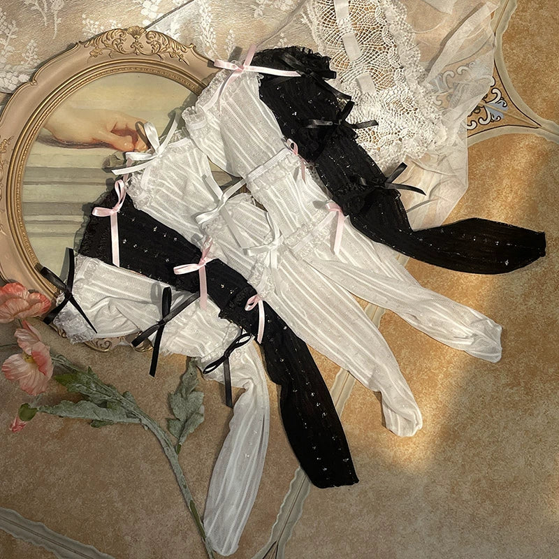 WAGUIR - Sweet Lolita Mid-Calf Socks 3-Layer Lace Mesh Fairy Thin Socks