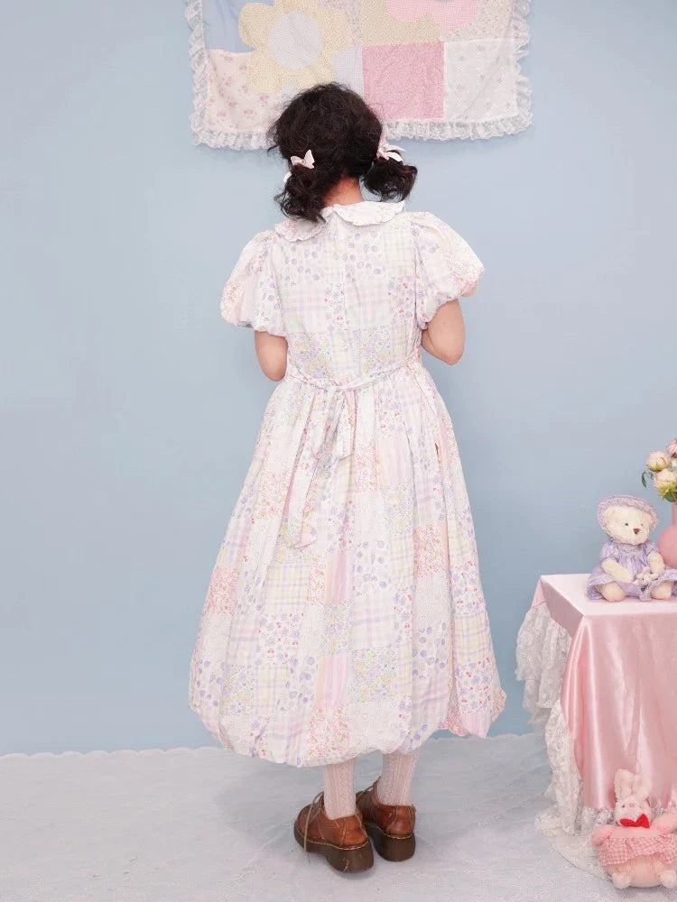 Bunny patchwork collar dress【s0000008443】