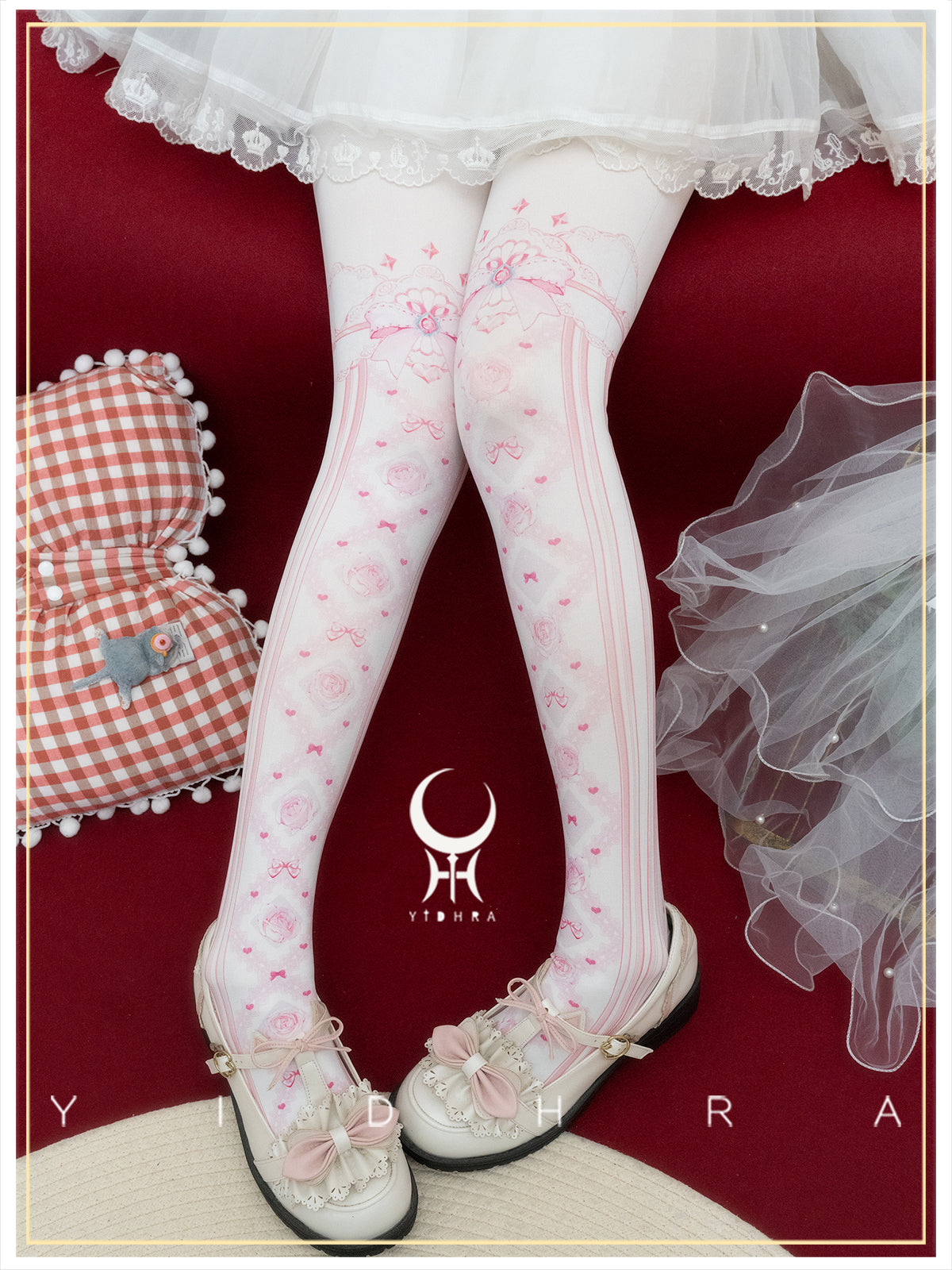 Yidhra - Sweet Entanglement - Gothic Lolita Pantyhose with Floral Prints