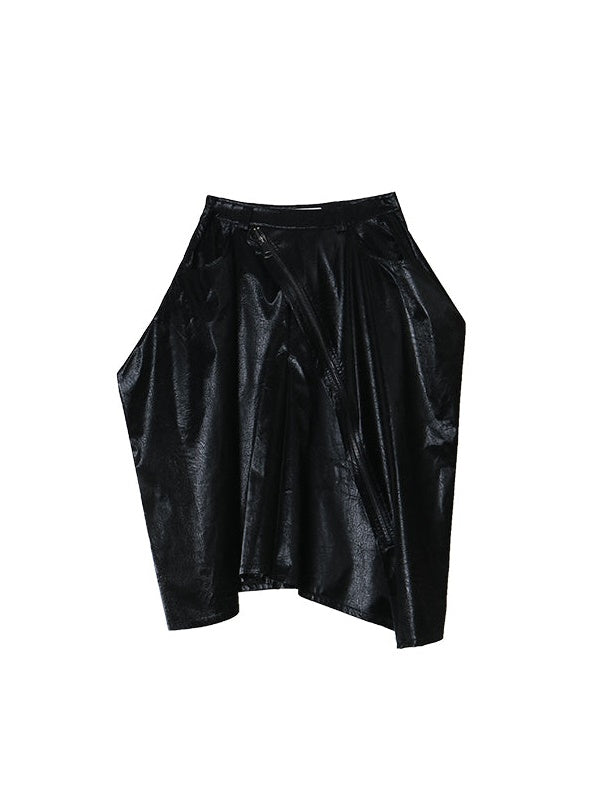 Pu Leather Asymmetrical Wide-leg Culottes