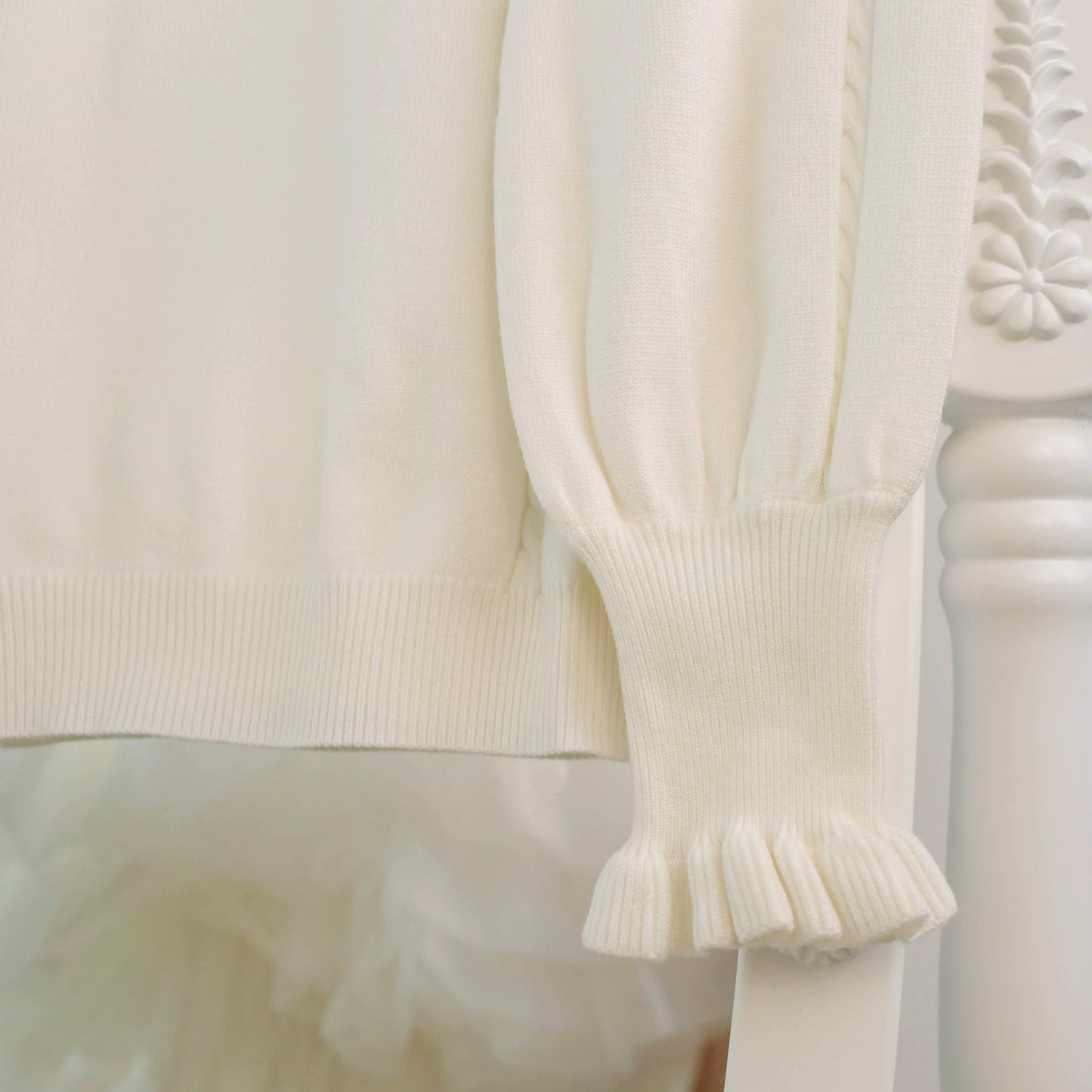 MIST - Japanese Style Lolita Sweater Puff Sleeves Knit Undershirt