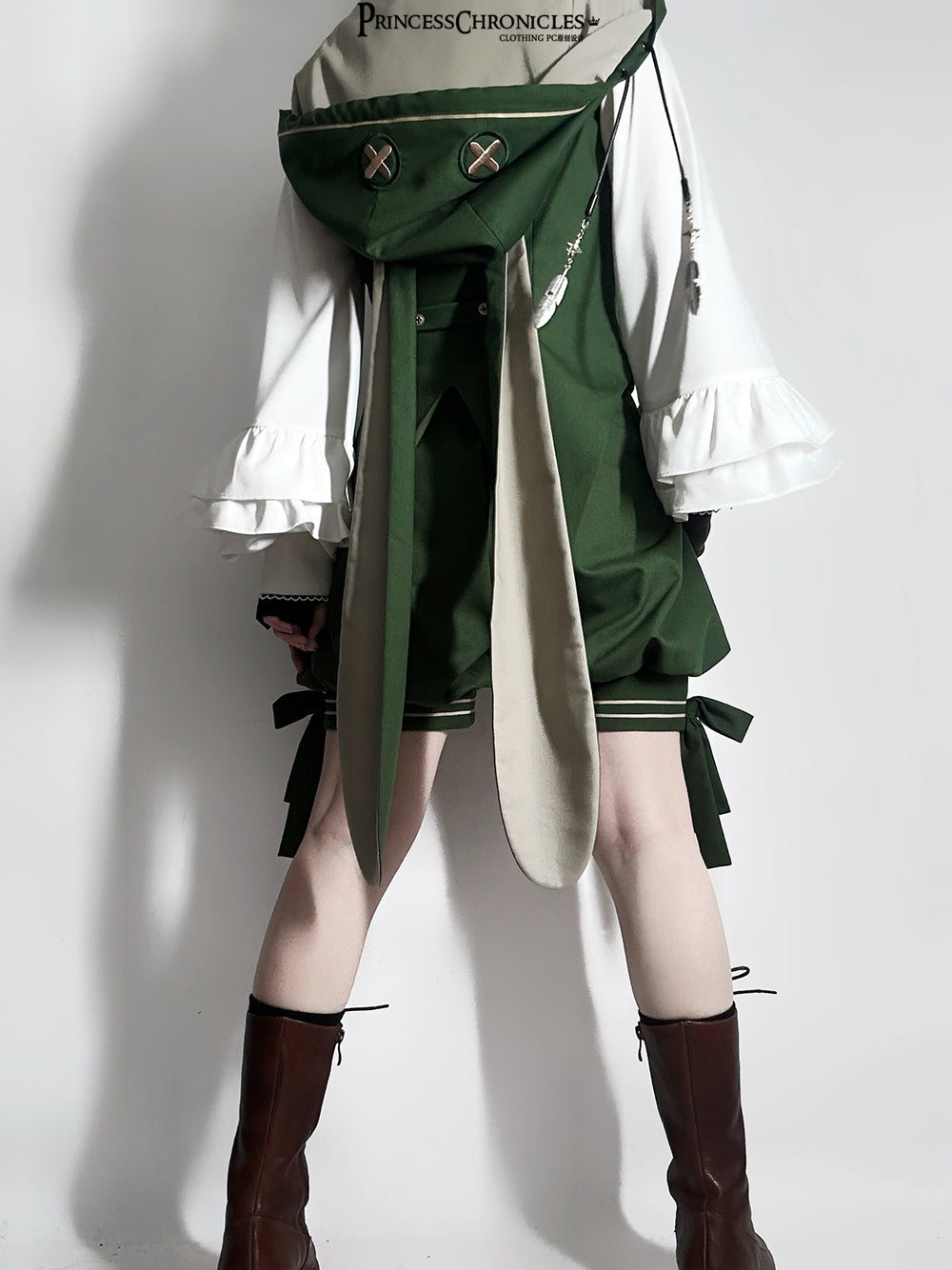 Princess Chronicles - Bunny Feather - Ouji Lolita Shorts Set with Hooded Vest with Bunny Ear
