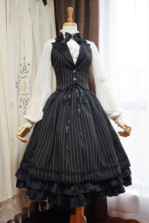 Surface Spell-Gothic Lolita High Waisted Stripe Skirt Customizable