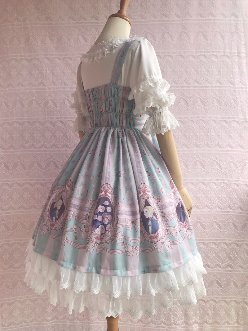 Yilia - Rose Lover Dream - Printed Bow Casual Lolita JSK
