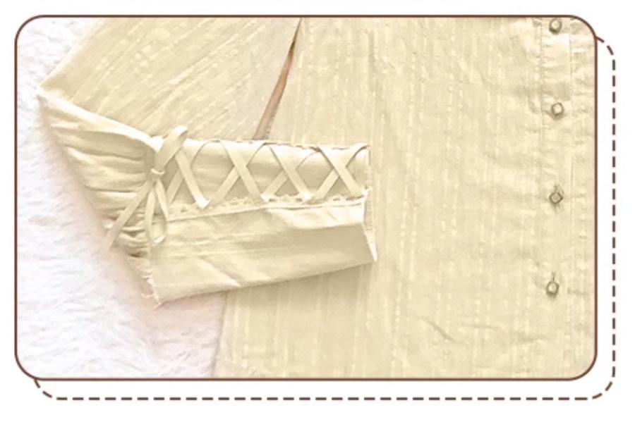 Honey Machine - Vanilla Latte - Retro Lolita Shirt Mutton Sleeve Innerwear