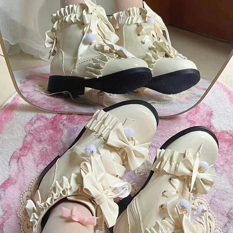 Fairy Godmother - Enthusiastic Ideation - Elegant Lolita Shoes Fleeced Short Martin Boots