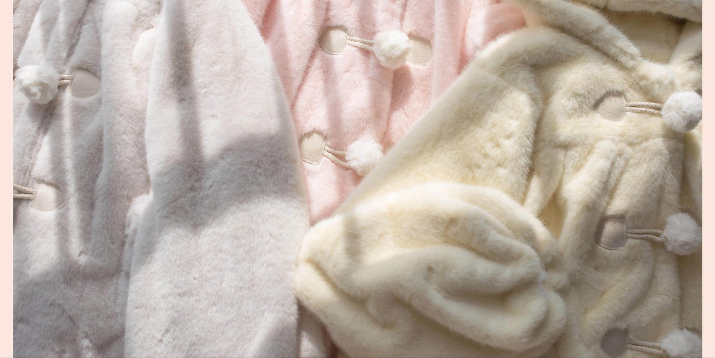 MIST - Cream Cheese - Winter Kawaii Lolita Overcoat Thickened Hooded Loose Outwear