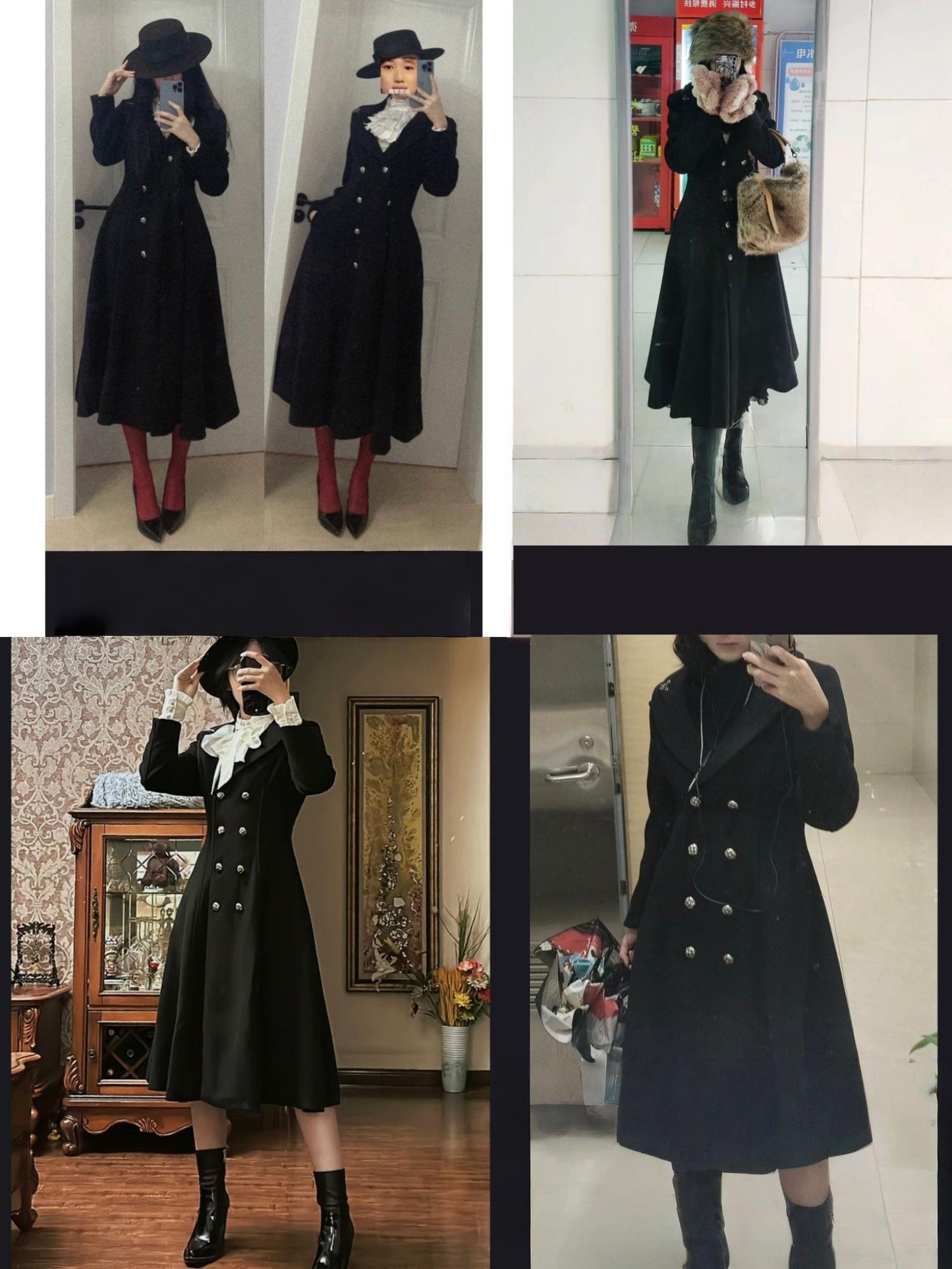 Nightingale Girl - Downfall Dawn - Gothic Lolita Black Double-Breasted Coat