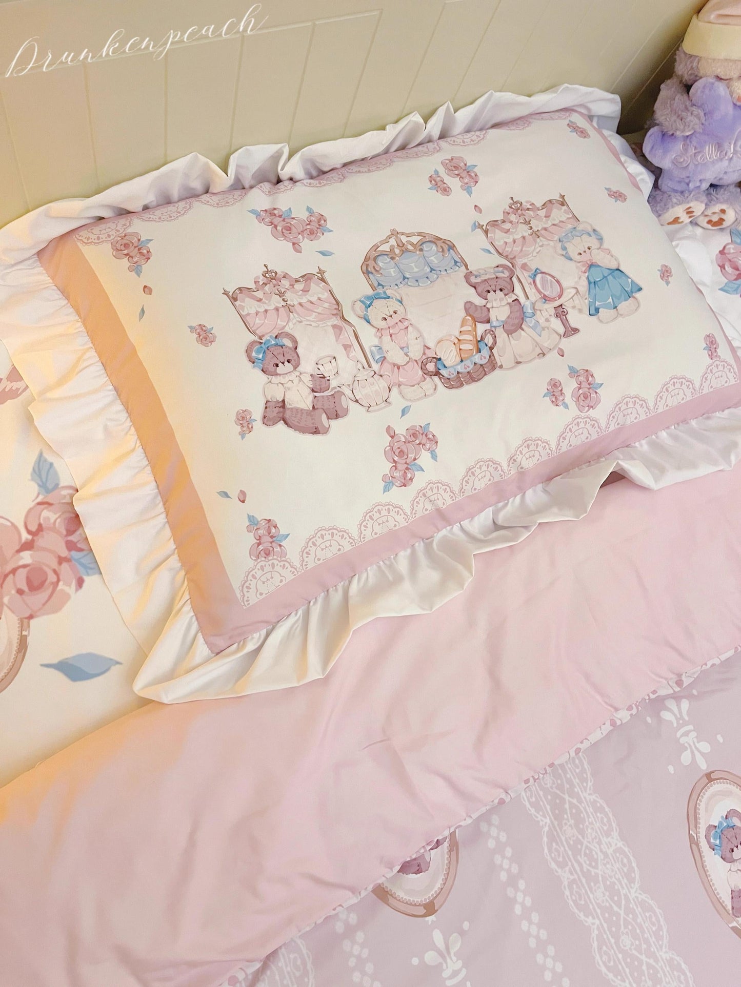 Drunke - Bears Afternoon Tea - Cute Lolita Bedding Set Bear Print Lolita Four-piece Suit