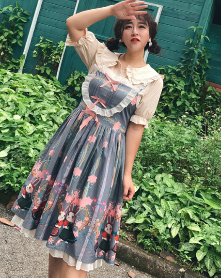 Niu Niu - Plus Size Lolita Blouse, Oversized Short Sleeve Shirt