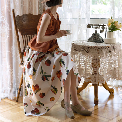 Fruit specimen flare long skirt