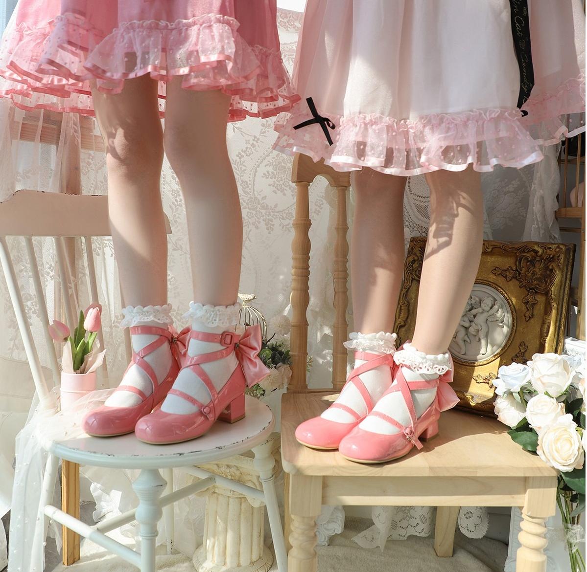 MODO - Follow in the Moonlight - Sweet Lolita Round Toe Shoes with Large Bow
