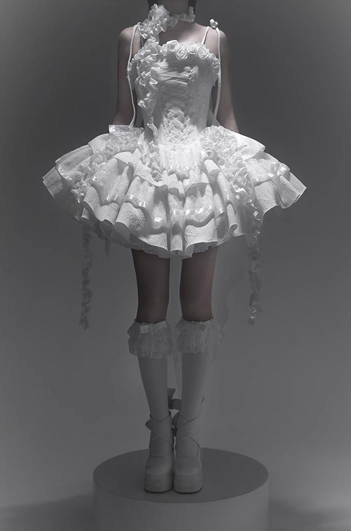 Silent Manor - White Gothic Lolita Fishbone JSK Dress
