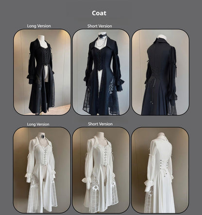 Susin Lolita - Night Traveler - Gothic Lolita Skirt Outfit Long Coat Shirt and Bustier Set
