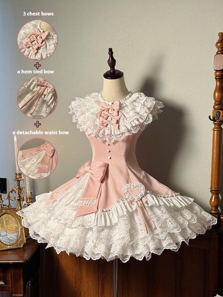 Alice Girl - Arrogant Miss - Sweet Lolita Jumper Dress with Tiered Lace Dress