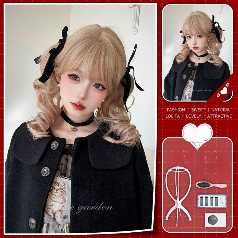 Alicegarden - Doll-like Lolita Bob Wig with Detachable Curly Ponytail