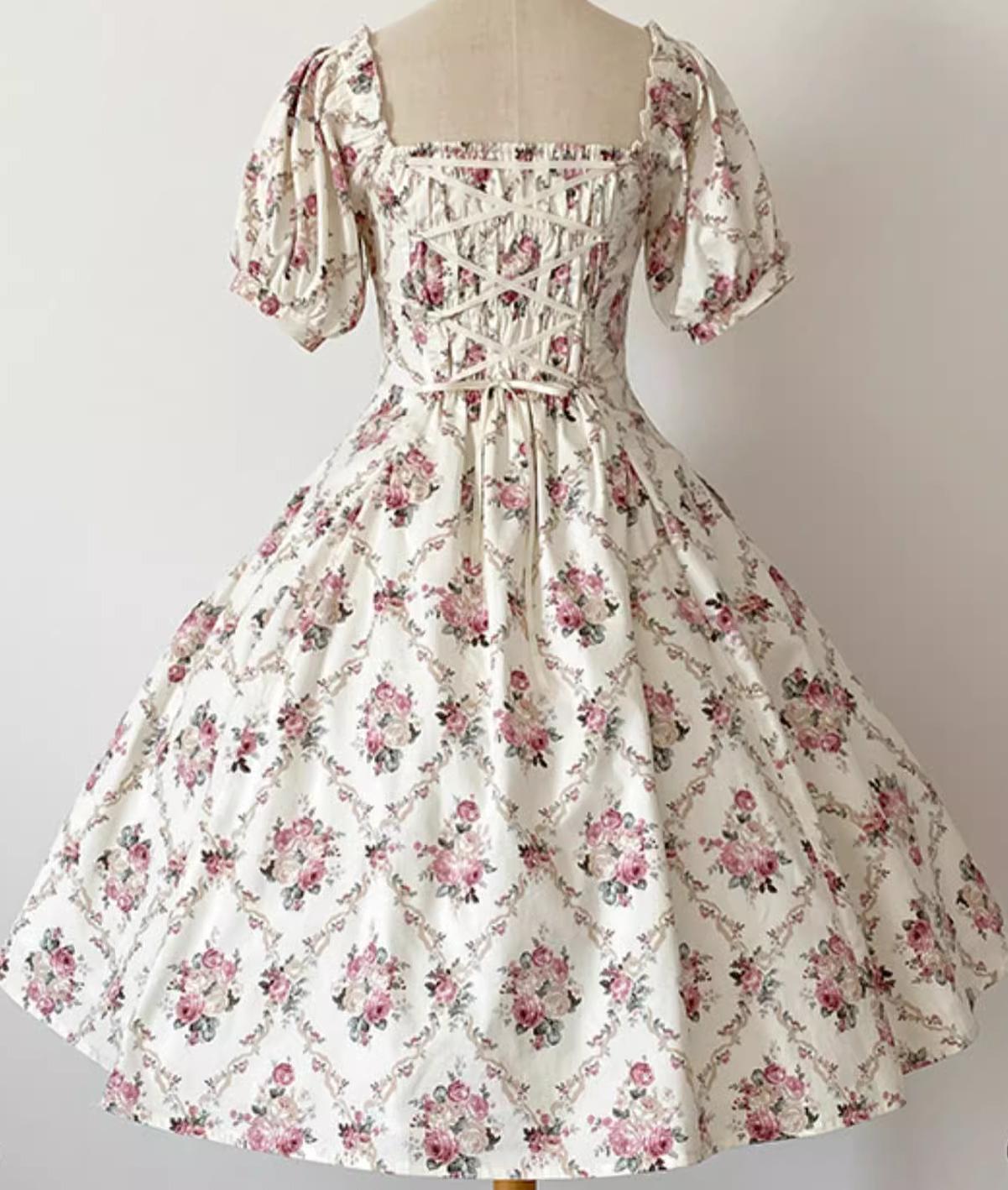 Forest Song - Pastoral Poem - Elegant Lolita OP Dress Floral Print 6-Piece Cut Lolita Dress