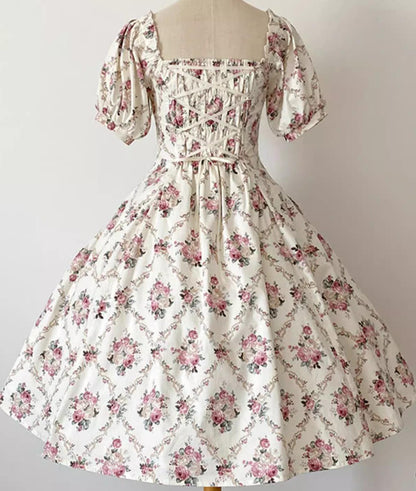 Forest Song - Pastoral Poem - Elegant Lolita OP Dress Floral Print 6-Piece Cut Lolita Dress