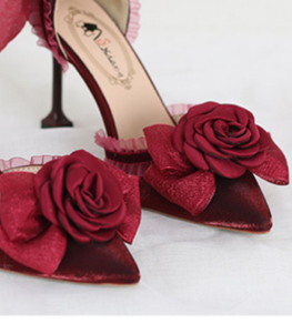 Xiaogui - Elegant Lolita High-Heeled Camellia Bows Shoes